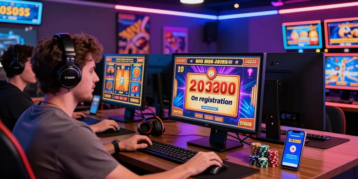 Exciting online gaming moment with free spins on registration uk offer, player engaging in vibrant slot game.