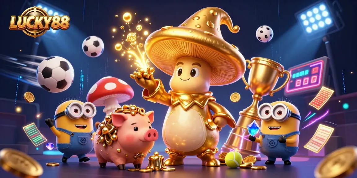 Experience LUCKY88's magical betting adventure with a 3D wizard and dynamic game elements!