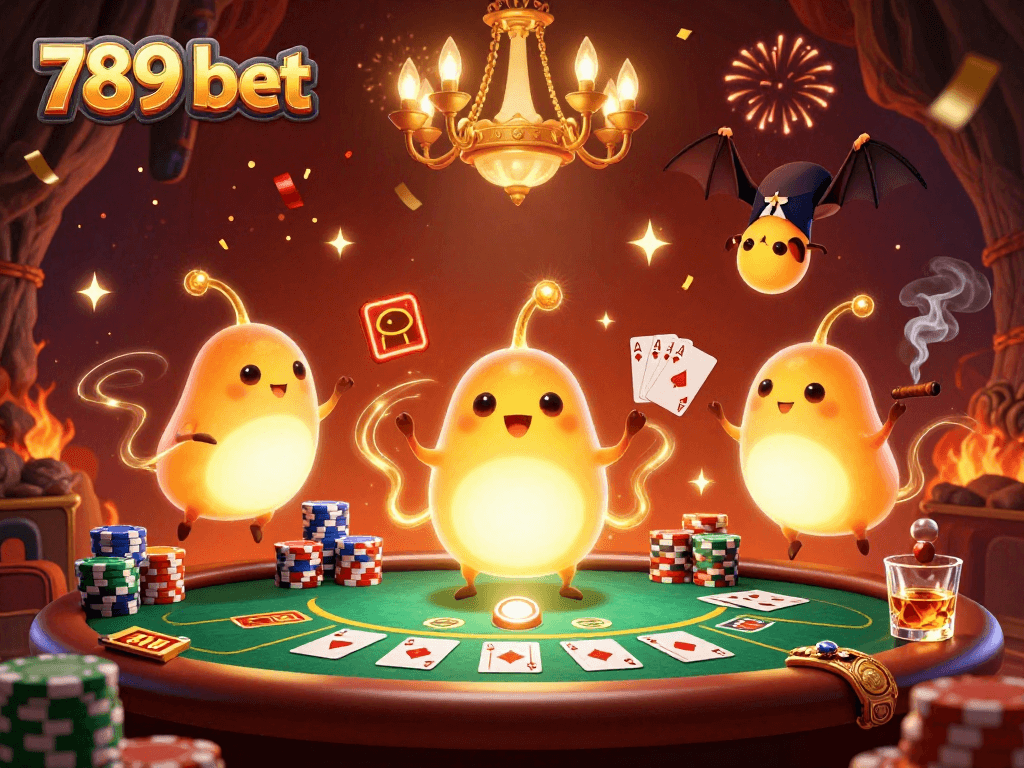 Experience the thrill of 789 bet with glowworms lighting up a vibrant casino scene.