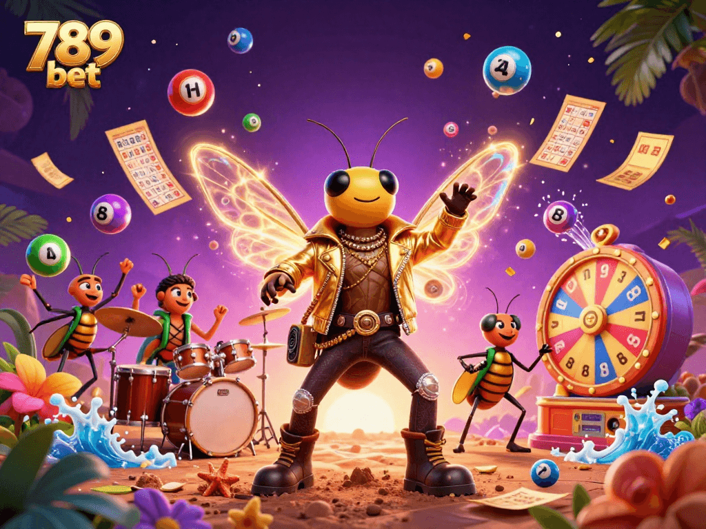 Experience the thrill of 789 bet with a vibrant illustrated casino scene full of dynamic gaming elements.