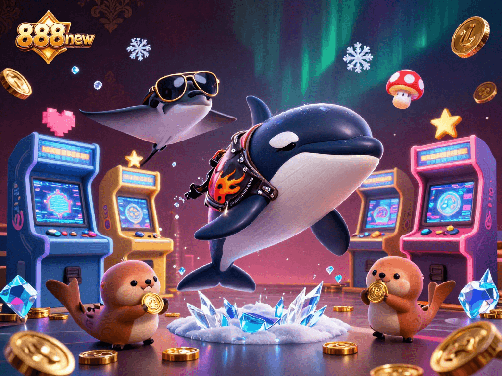 Immerse in the thrilling atmosphere of 888new with this energetic 3D illustration featuring dynamic casino characters.