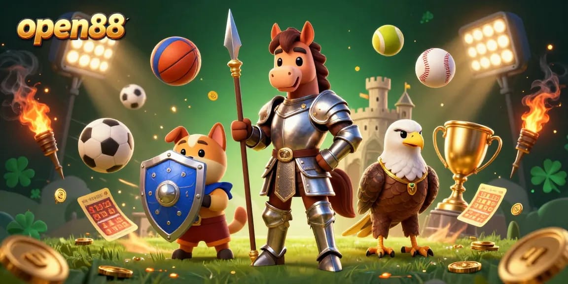 Experience thrilling action with open88 as a knight and squire engage in an exciting sports betting dynamic.