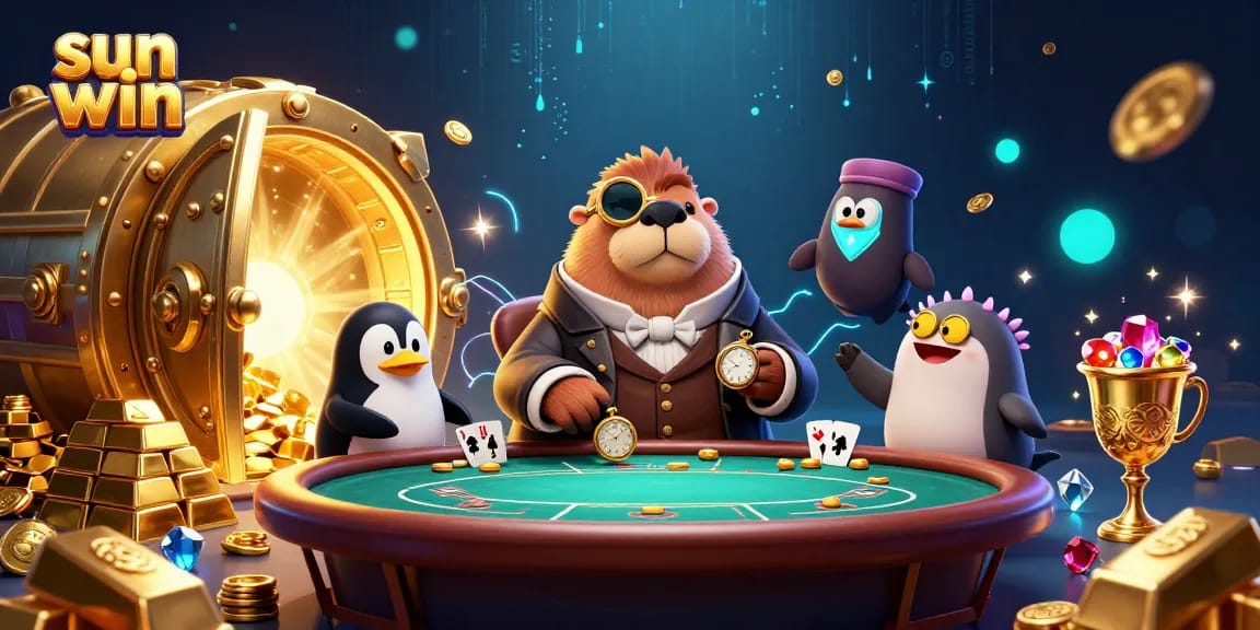 Get ready to win with sun win's immersive casino experience, featuring vibrant underwater gambling characters.