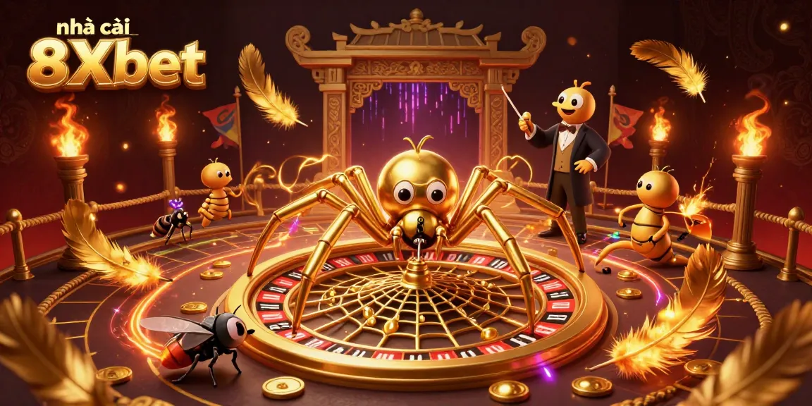 Experience thrilling betting action with nhà cái 8Xbet's dynamic 3D casino scene featuring unique characters.