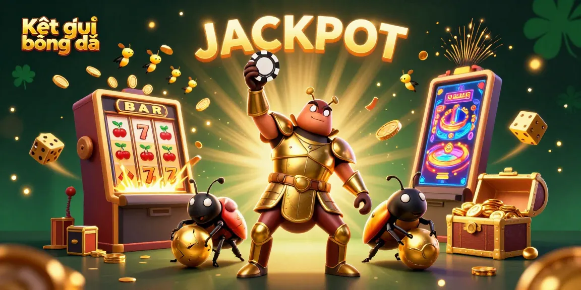 Experience thrilling Kết quả bóng đá with a dynamic scene featuring a victorious beetle and gold elements.