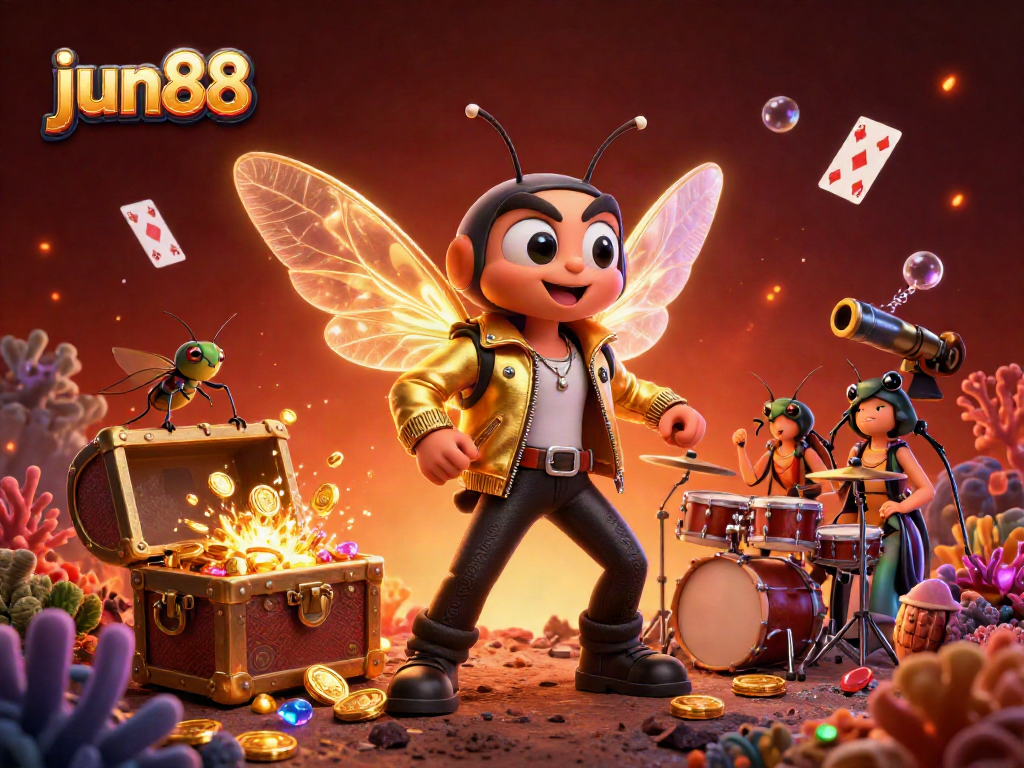 Engage with the thrilling world of jun88 casino adventures featuring animated rock star characters and vibrant treasure elements.