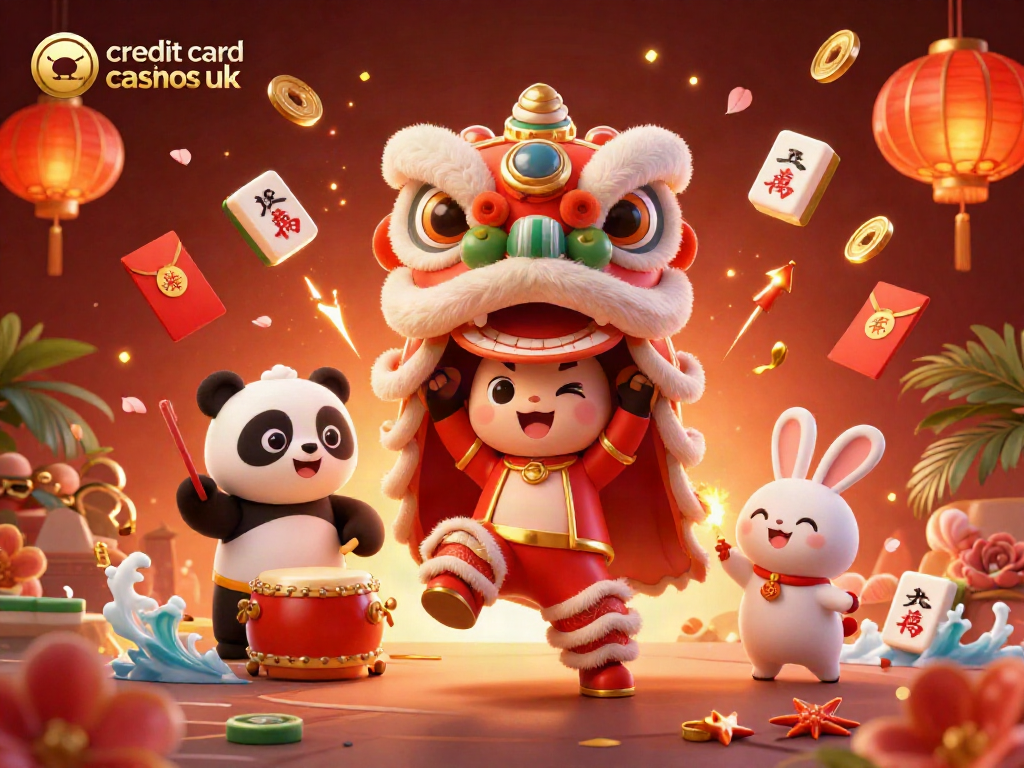 Experience the excitement of credit card casinos UK with lively characters and festive elements in this vibrant 3D scene.
