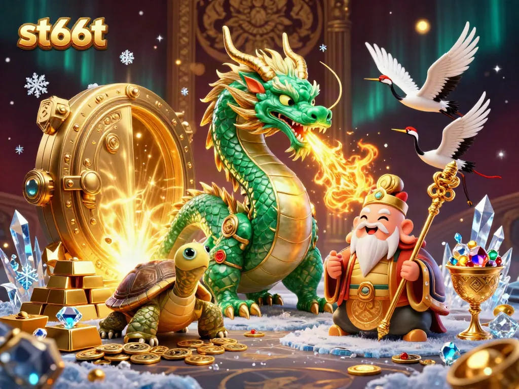 Engage with st666's thrilling casino adventure featuring a majestic dragon and treasures.