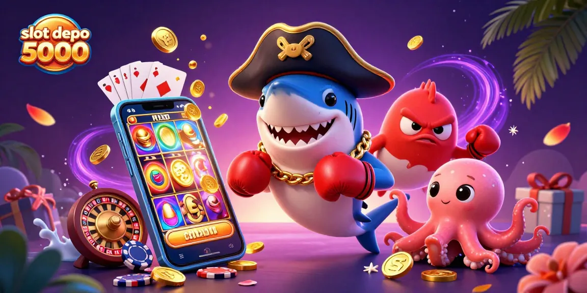 Spin for wins at slot depo 5000 with vibrant characters amidst exciting casino elements.