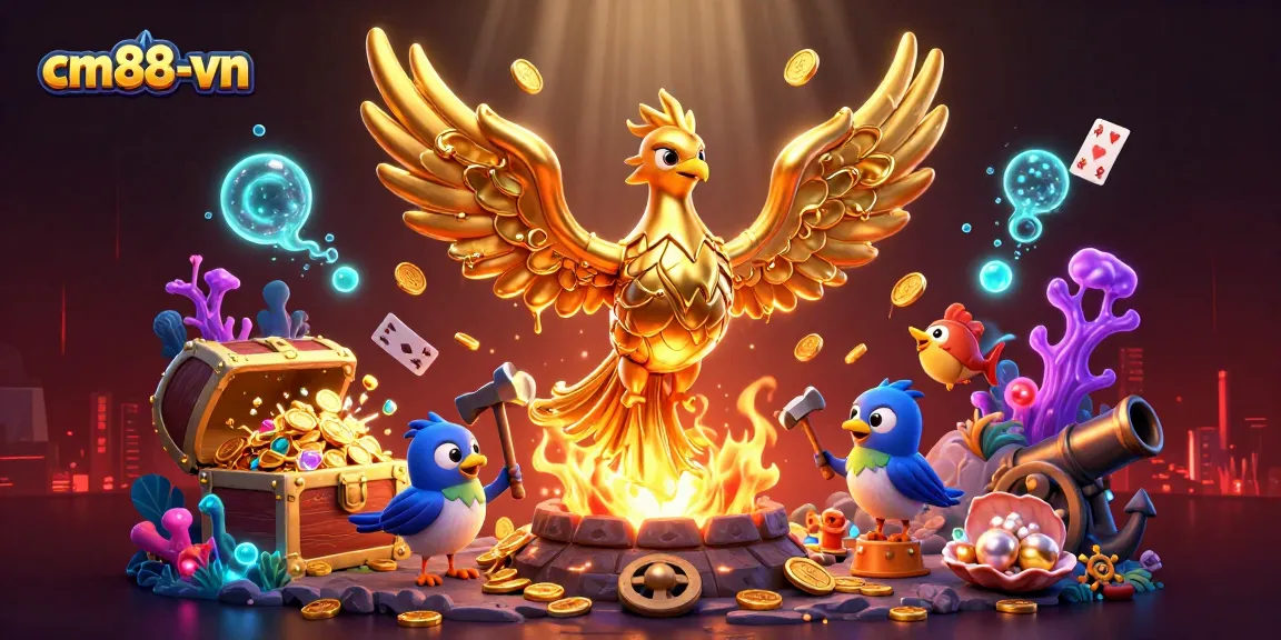 Experience thrilling gameplay with cm88-vn in this dynamic casino adventure illustration featuring golden gameplay elements.