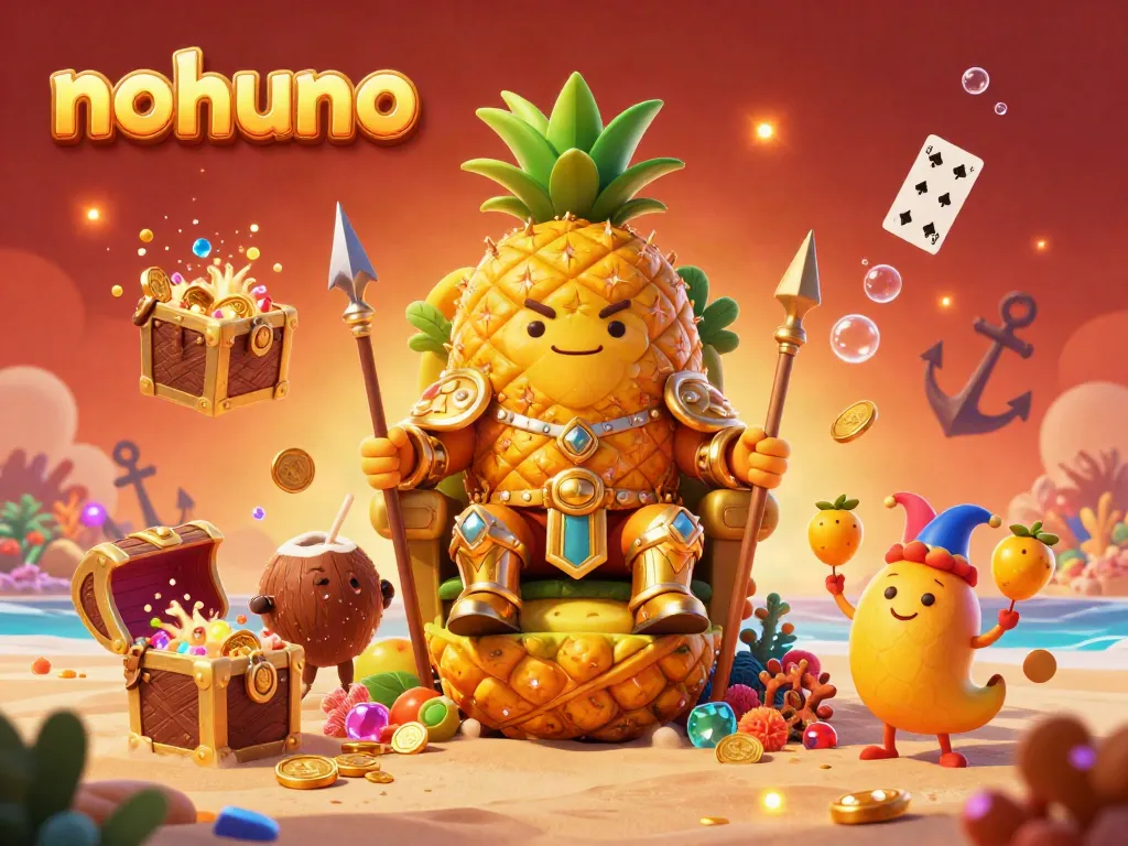 Experience the thrilling excitement of nohuno with the golden pineapple king leading a vibrant casino adventure filled with treasures.