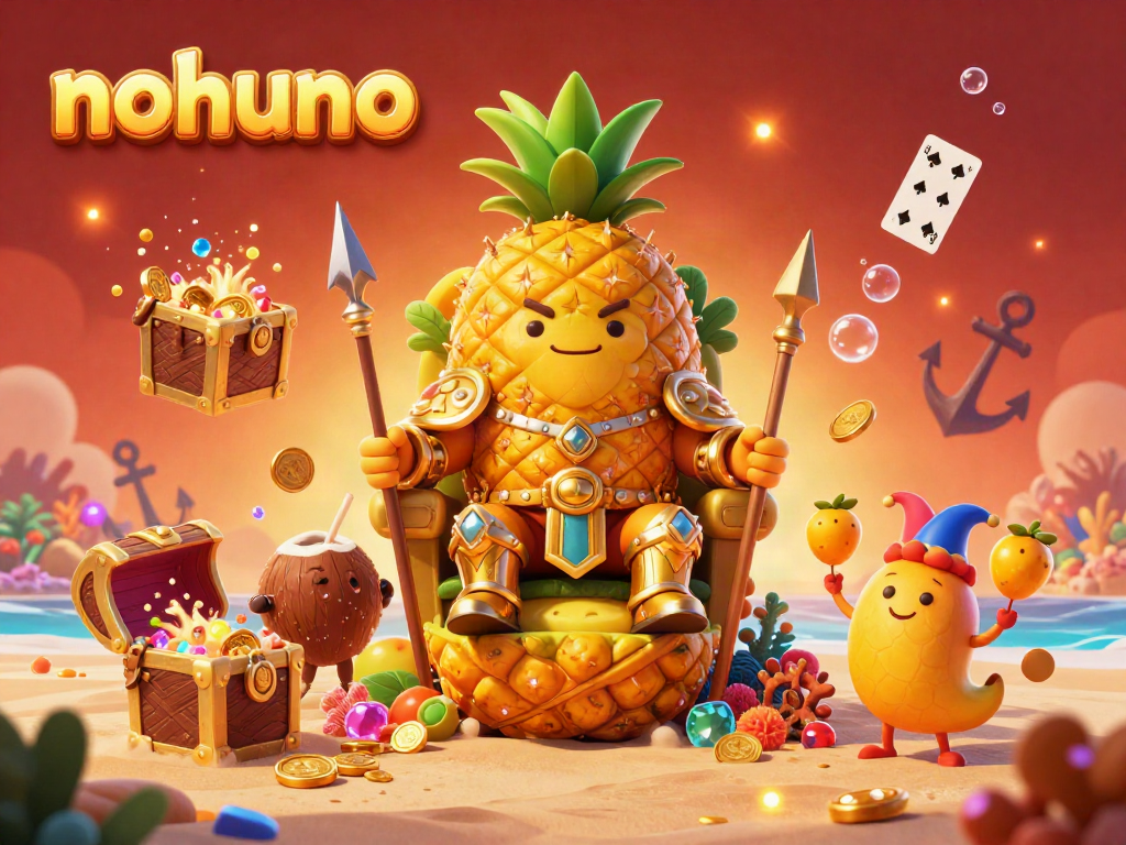 Experience the thrilling excitement of nohuno with the golden pineapple king leading a vibrant casino adventure filled with treasures.