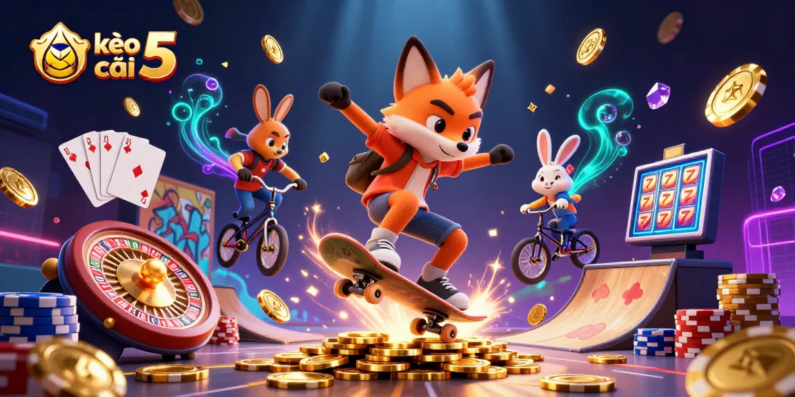 Experience the excitement of kèo nhà cái 5 with vibrant characters and dynamic casino elements in action.