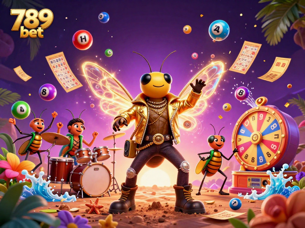 Experience the thrill of 789 bet with a vibrant illustrated casino scene full of dynamic gaming elements.