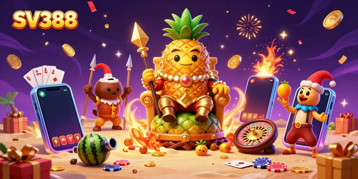 Engage in thrilling cockfighting action with SV388's vibrant 3D illustration of a casino realm.