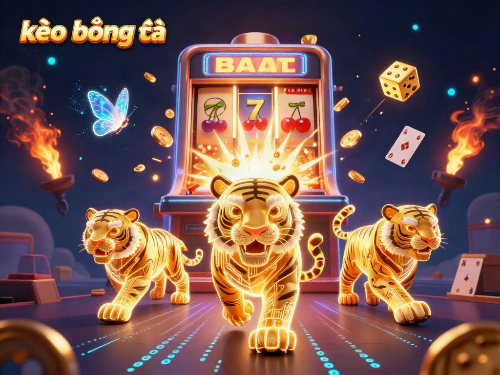 Experience the thrill of kèo bóng đá with vibrant neon visuals and dynamic casino elements in this stunning illustration.
