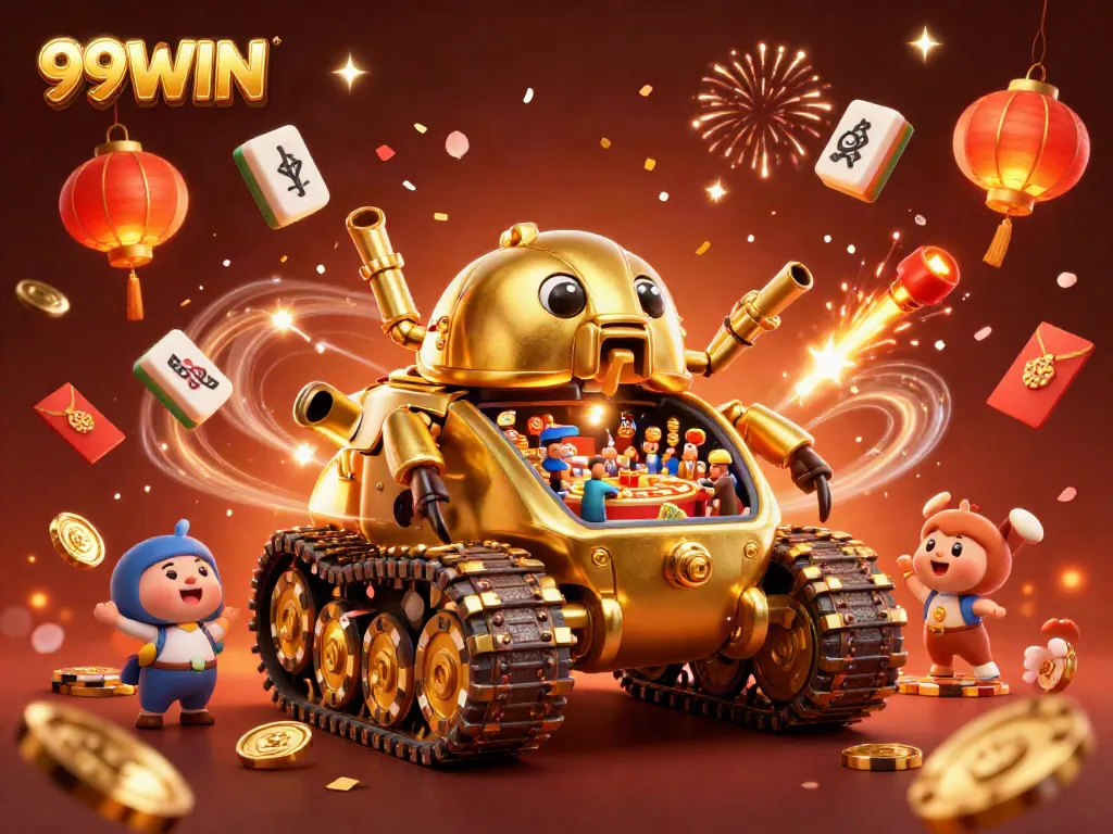 Experience the vibrant and thrilling atmosphere of 99WIN's online casino with this unique illustration.