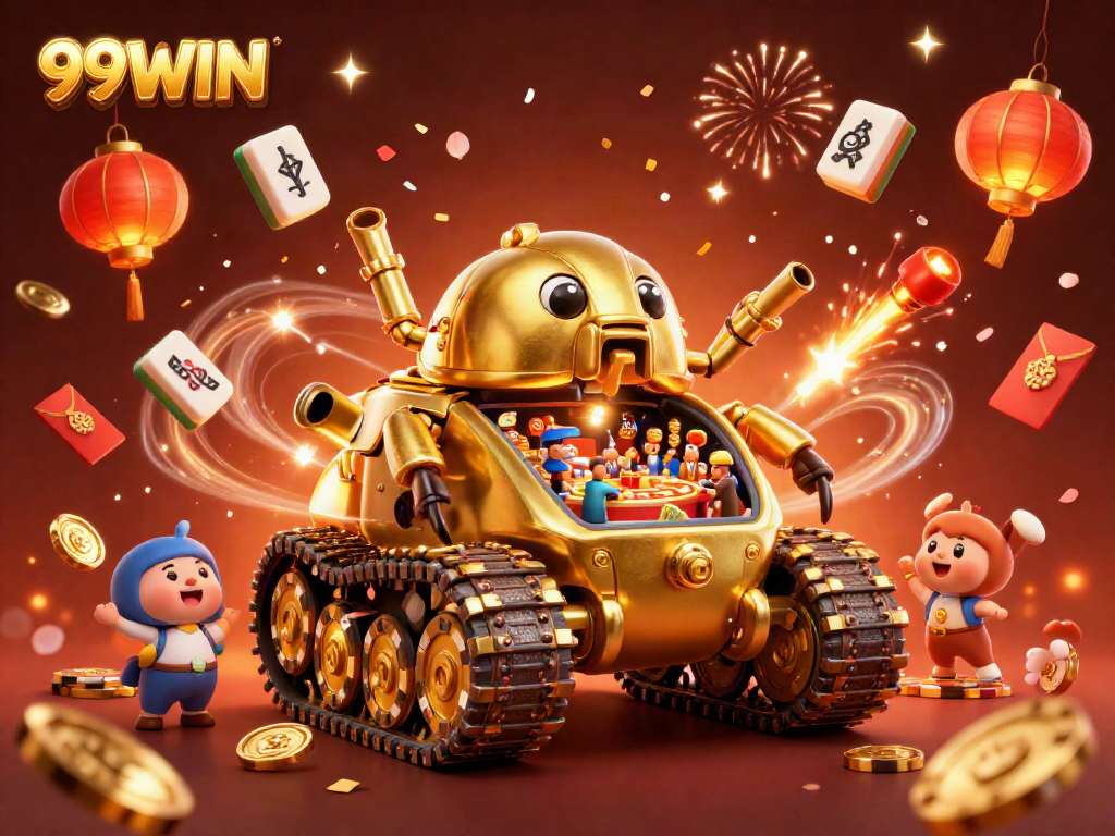 Experience the vibrant and thrilling atmosphere of 99WIN's online casino with this unique illustration.