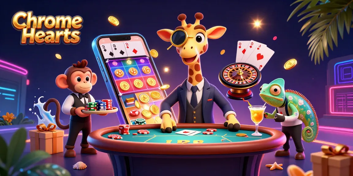 Brilliantly illustrating Chrome Hearts, a high-roller giraffe indulges in lavish gambling action.