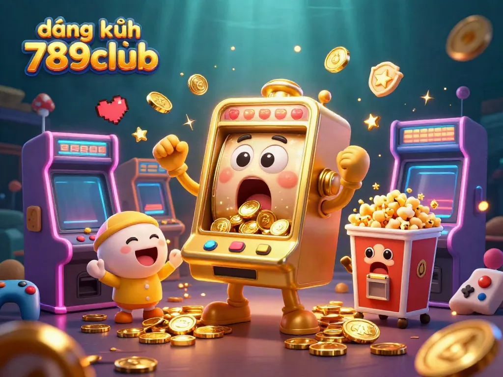 Experience the thrill of đăng ký 789club with a joyful golden slot machine hitting a jackpot amidst a vibrant casino atmosphere.