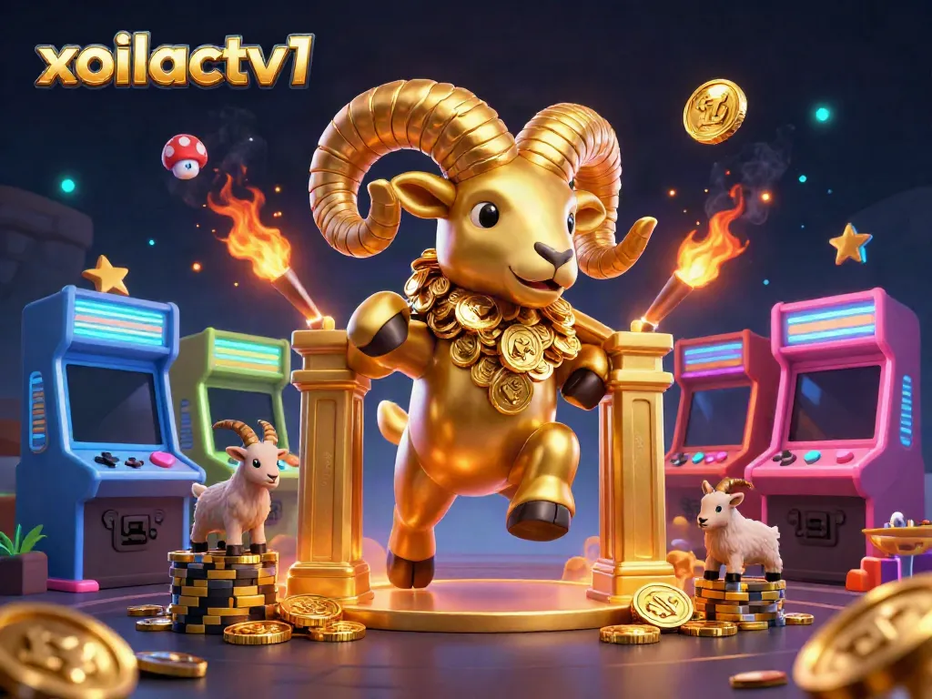Engage with the thrilling world of xoilactv1 where a golden ram charges through a vibrant casino landscape.