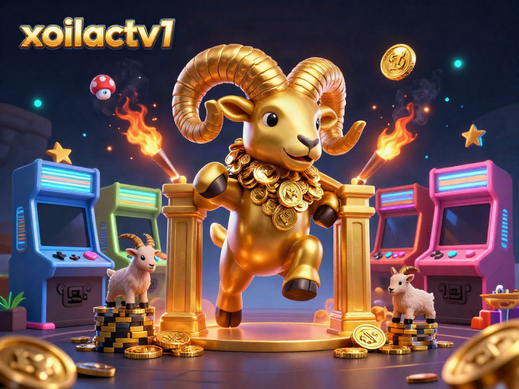 Engage with the thrilling world of xoilactv1 where a golden ram charges through a vibrant casino landscape.