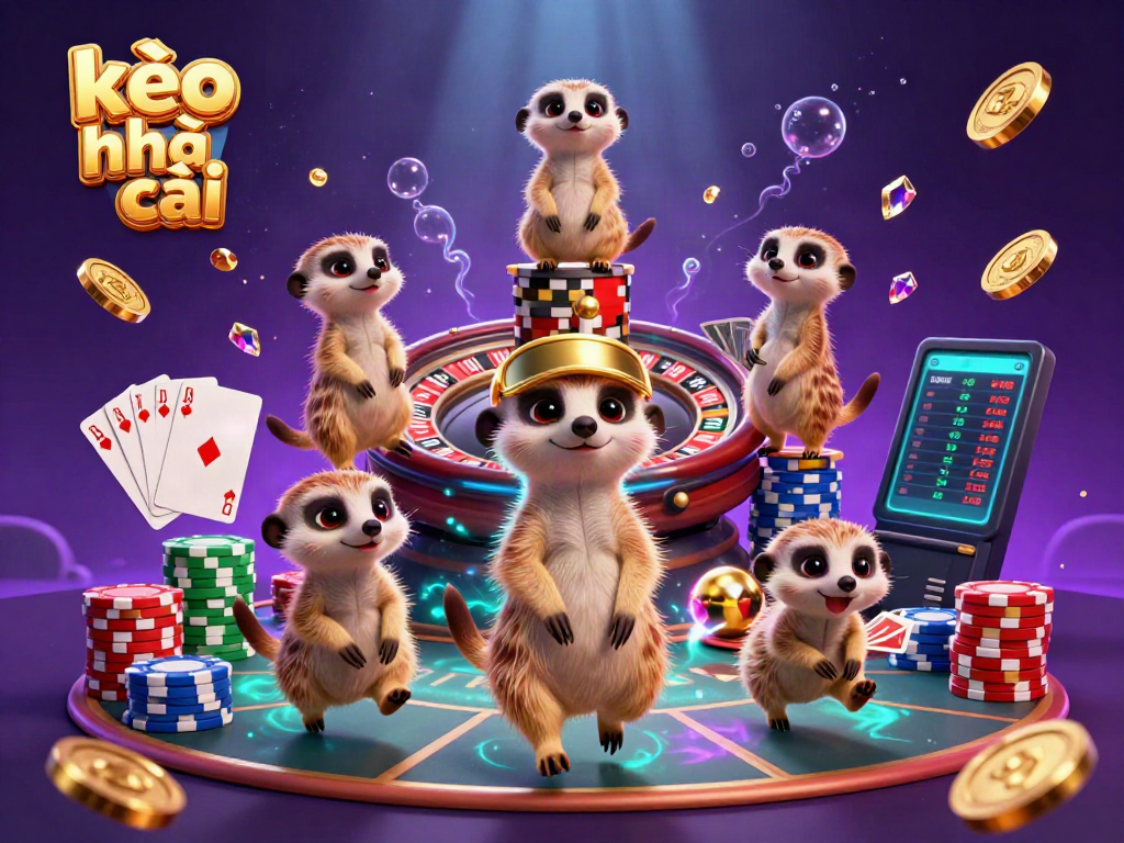 Experience kèo nhà cái excitement with meerkats in a vibrant casino scene displaying thrilling bets and dynamic action.