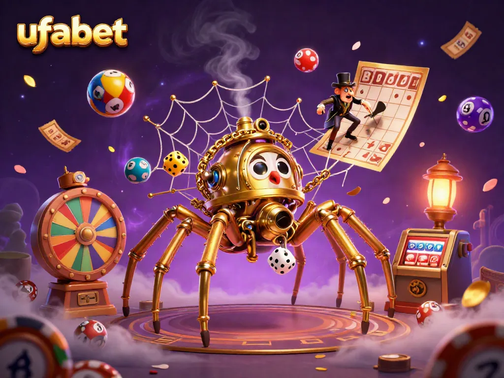 Experience ufabet's casino realm with a captivating steampunk-themed adventure in a vibrant backdrop.