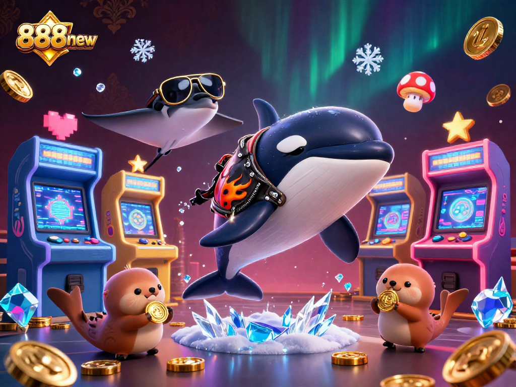 Immerse in the thrilling atmosphere of 888new with this energetic 3D illustration featuring dynamic casino characters.
