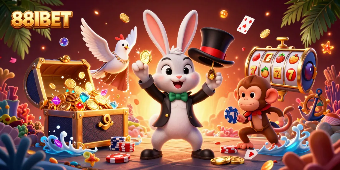 Experience the excitement of 88IBET as a 3D magician unveils treasures and festivities in this vibrant scene.