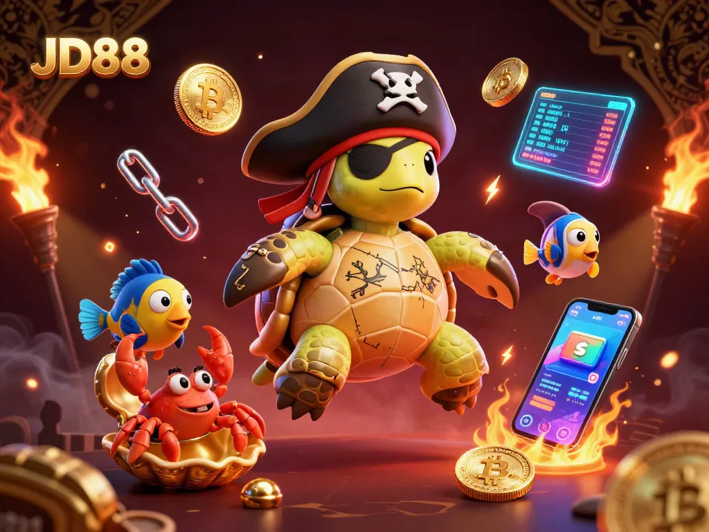 Engage with JD88 in a vibrant 3D casino world filled with treasure and excitement.