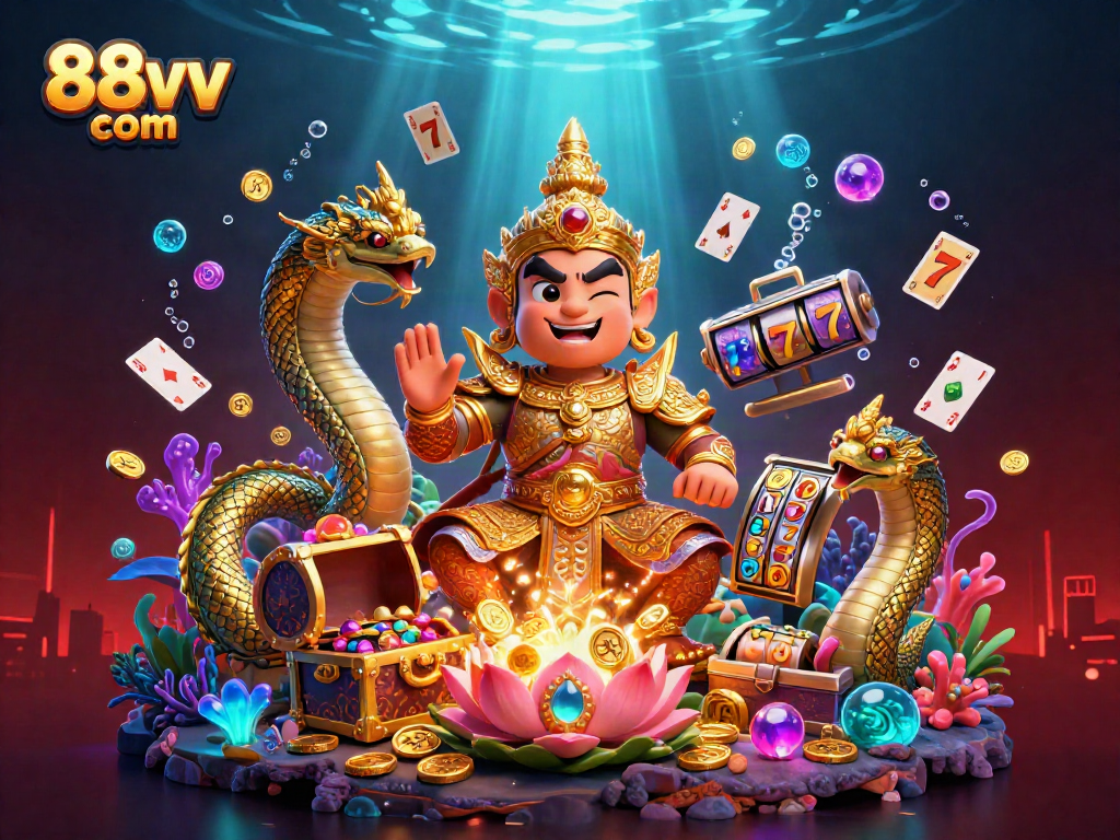 Join the vibrant action at 88vv com with the guardian and Naga in an exciting casino scene.