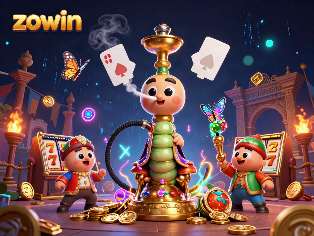 Experience vibrant casino excitement with a whimsical zowin theme featuring character-driven action and gaming symbols.