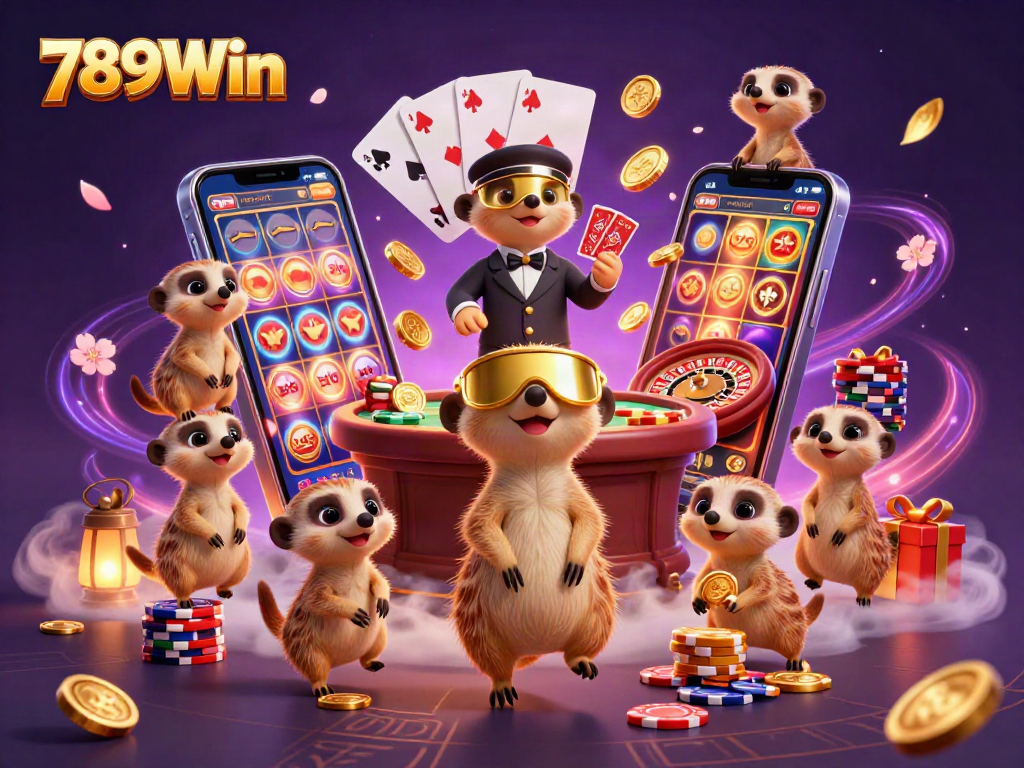 Experience the excitement of 789Win with lively meerkats managing a bustling casino operation.