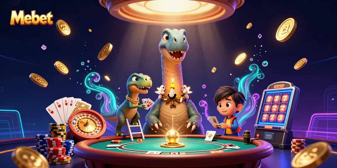 Mebet engages players in vibrant 3D casino action with iconic characters, golden coins, and thrilling game elements.