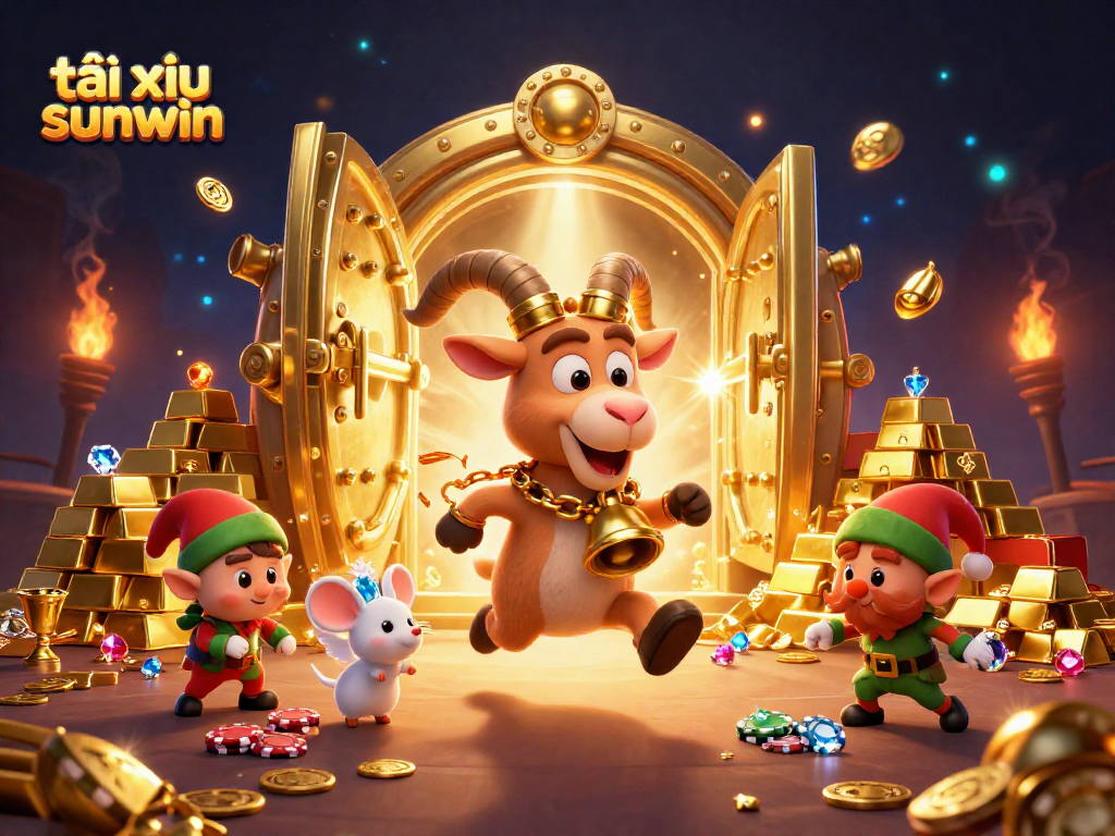 Experience the thrills of tài xỉu sunwin in a vibrant holiday-horror casino scene with fantasy characters.