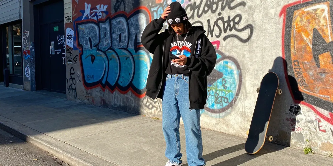 Model showcasing stylish Chrome Hearts streetwear in urban setting
