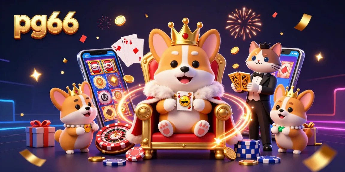 Experience excitement with pg66 as a royal corgi reigns over casino games.