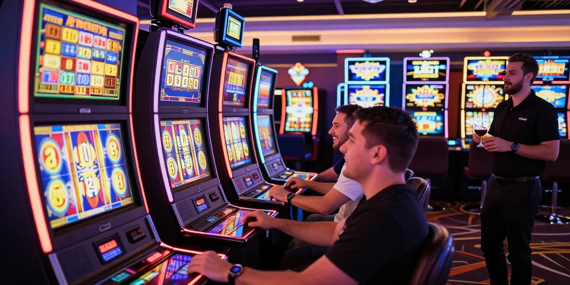 Exciting casino scene with players enjoying slot games and vibrant atmosphere.