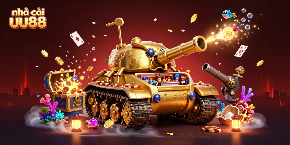 Experience the thrill of nhà cái uu88 as a golden beetle tank reveals a miniature casino with exciting games.