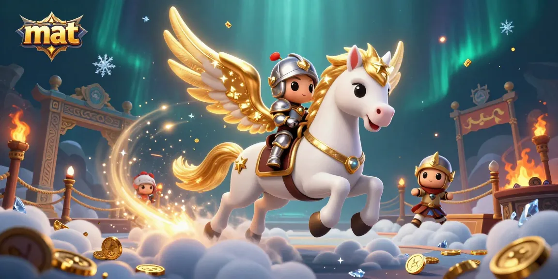 Experience thrilling gameplay at mat with a celestial horse and knight amid gold tokens and vibrant gaming atmosphere.