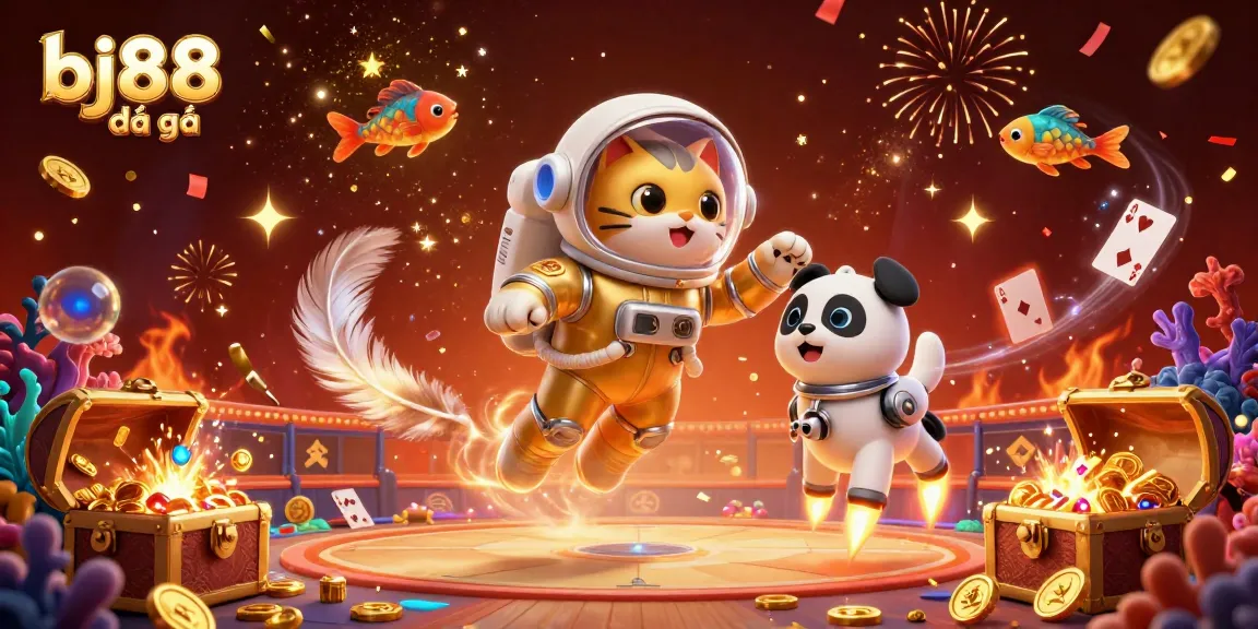 Experience the excitement of betting at bj88 đá gà with a vibrant 3D illustration featuring thrilling elements from cockfighting.