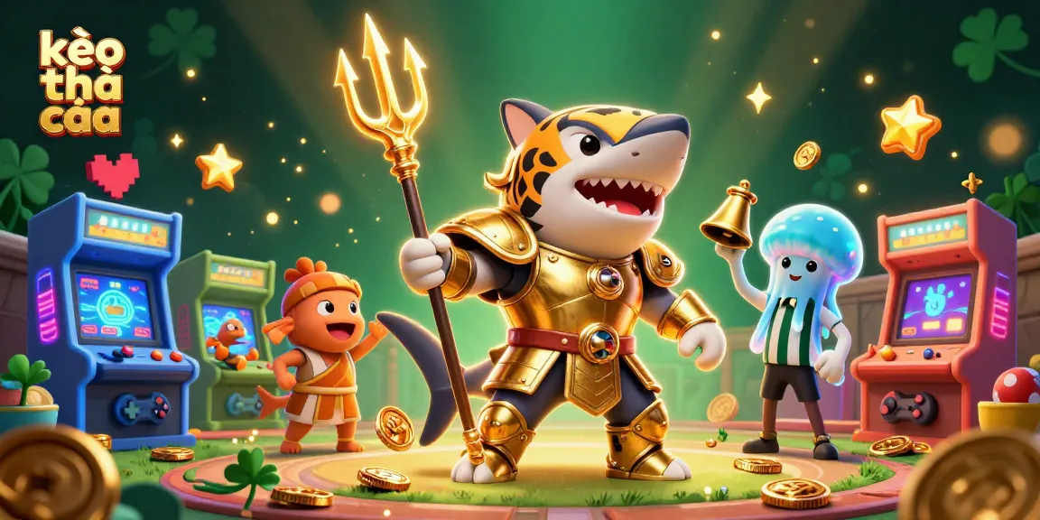 Engage with kèo nhà cái in an exciting underwater colosseum scene featuring a tiger shark and arcade gaming elements.