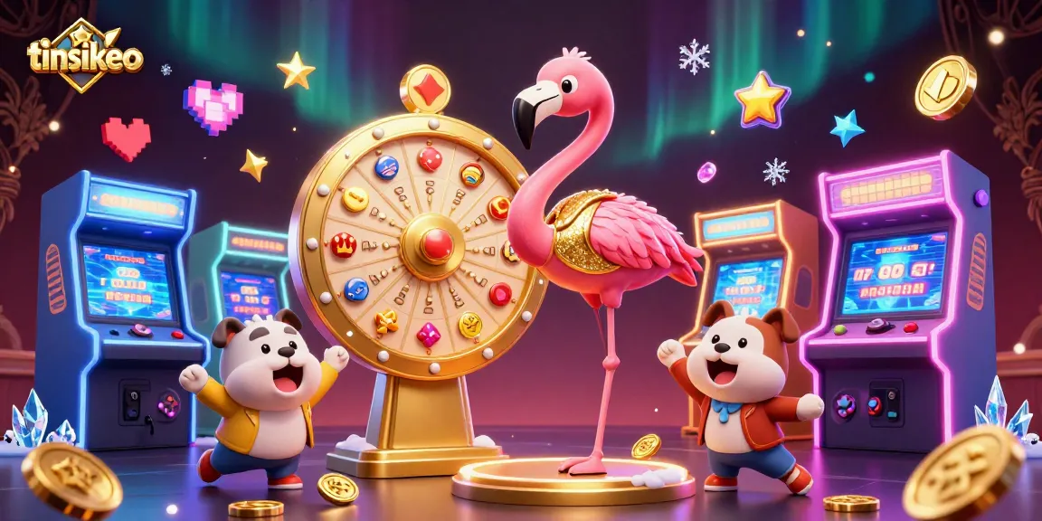 Engage with tinsoikeo's casino excitement in a dynamic 3D game show scene featuring playful characters.