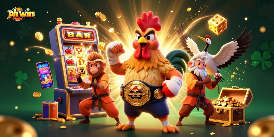 Experience thrilling entertainment with ph win in an action-packed casino illustration featuring vibrant characters and games.