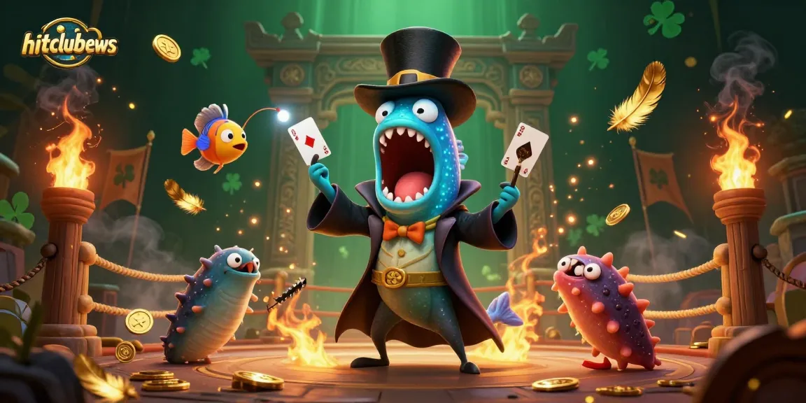 Experience the excitement of hitclubnews as the gulper eel performs card tricks amidst a vibrant underwater magic show.