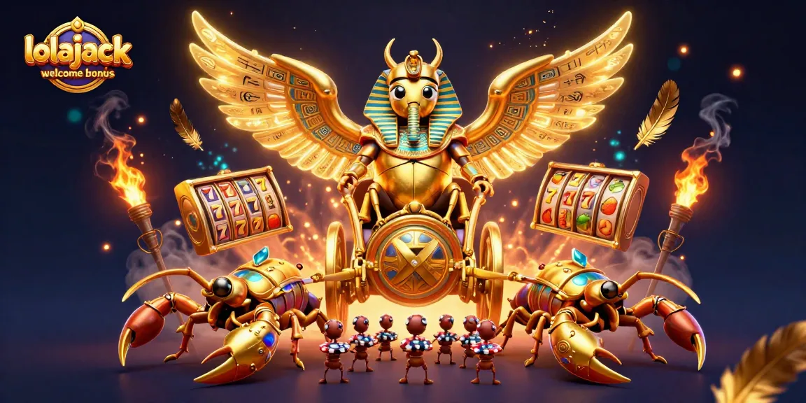 Experience the thrill of the lolajack casino welcome bonus with a vibrant 3D casino scene full of action.