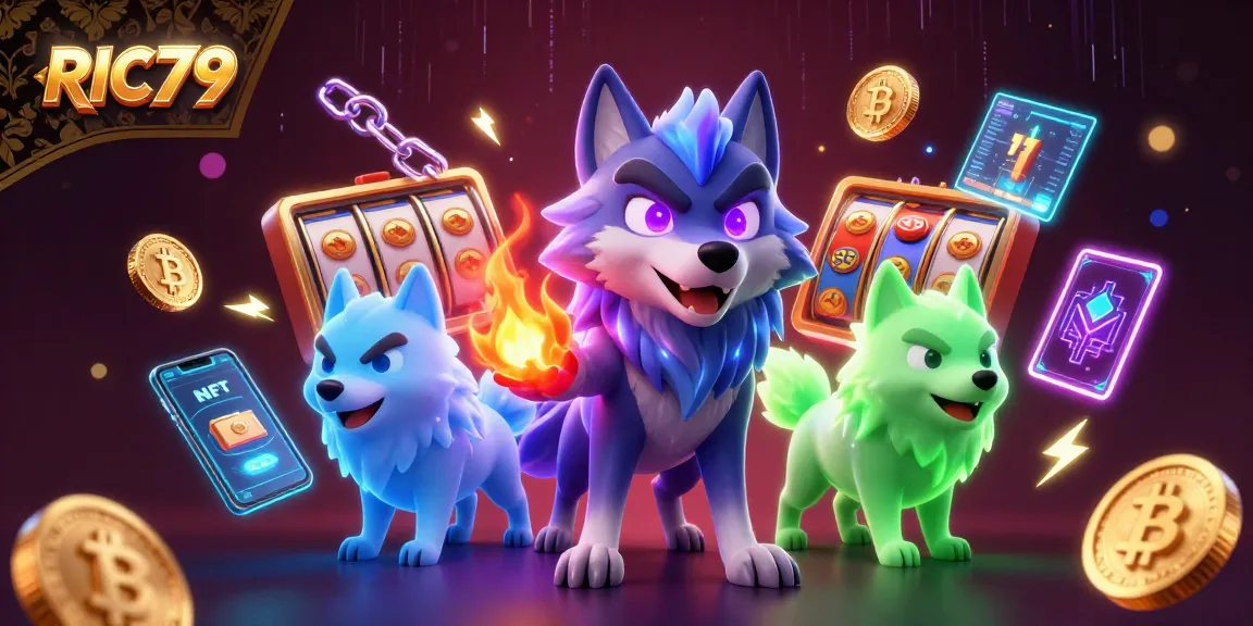 Engage in thrilling gameplay at RIC79 with vibrant slot reels and glowing crypto rewards.