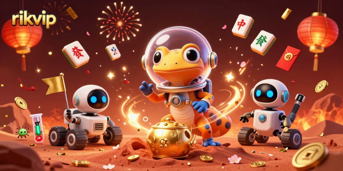 Experience thrilling gaming adventures at rikvip with a playful Martian gecko discovering a hidden casino.