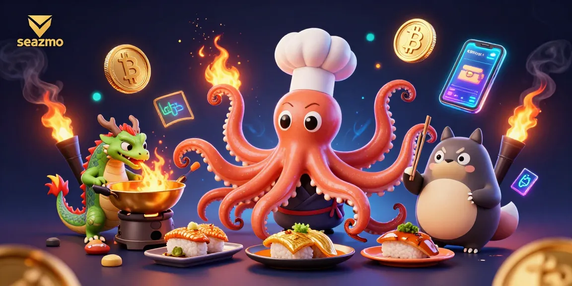 Immerse in the seazmo casino experience with octopus chef, dragon, and tanuki in action.